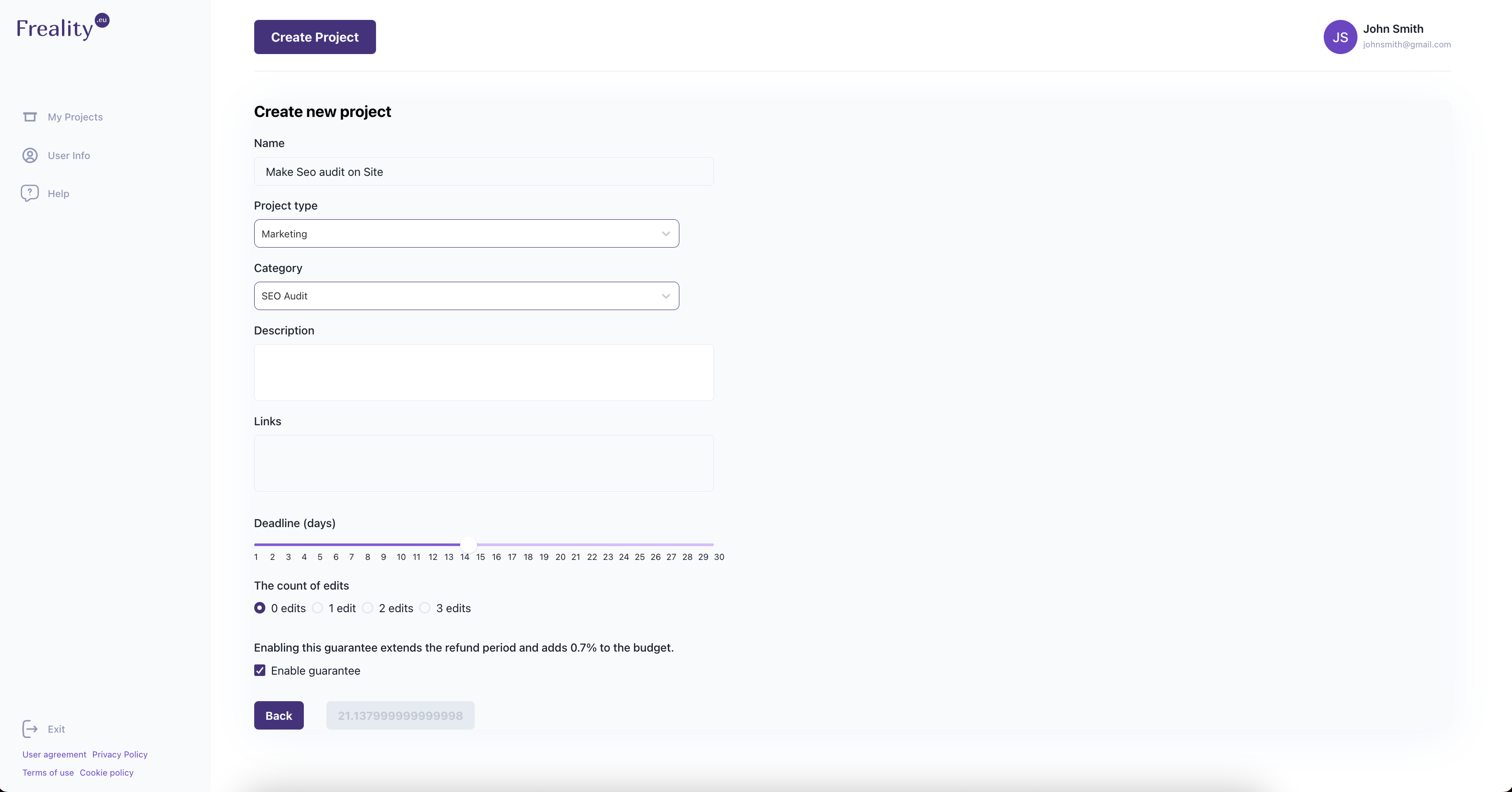 card filling of profile